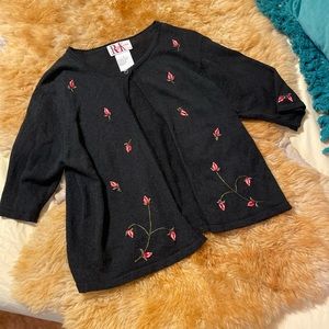 Vintage Embroidered Cropped Cardigan